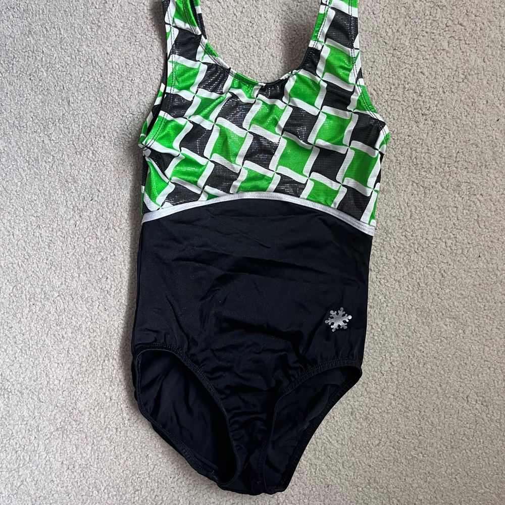 Snowflake Designs Green and Black Leotard